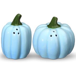 2 Pcs Fall Salt and Pepper Shaker Set Mini Pumpkin Shaped Ceramic Salt and Pepper Shakers 3 Inch Halloween Pumpkin Indoor Decor for Kitchen for Thanksgiving Autumn Collectable Gift(Orange)