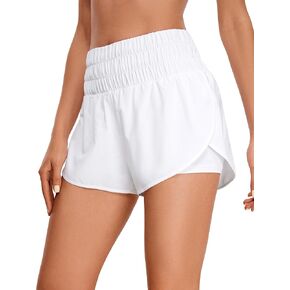 CRZ YOGA 2 in 1 High Waisted Running Shorts for Women 3" - Split Breathable Athletic Tennis Gym Workout Shorts with Pockets