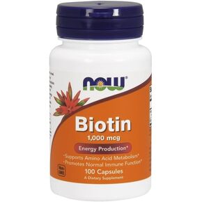 NOW Biotin 1000mcg, 100 Capsules (Pack of 4)
