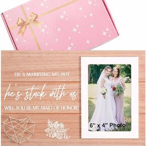 Wedding Photo Picture Frame Gift for Maid of Honor from Bride-Bachelorette Party Bridal Shower Gifts for Best Friends Sister BFF-He's Marrying Me-Will You Be My Maid of Honor-Bridesmaid Proposal Gift