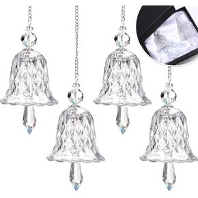 Maxcheck 4 Packs Christmas Bell Ornaments Glittering Christmas Ornaments Christmas Tree Crystal Glass Bell Charms Gifts for Christmas Xmas Tree Window Room Wedding Decoration(Red and Green) in Kuwait