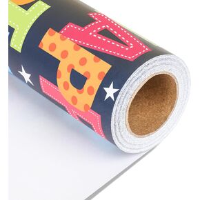 ورق تغليف عيد الميلاد من NESCCI، لفافة ورق تغليف الهدايا، ورق تغليف كرافت، لفافة صغيرة - 4 لفات - 17 بوصة × 120 بوصة لكل لفة، رسالة عيد ميلاد سعيد، بالونات، نجمة خماسية، نقاط ملونة (56 قدم مربع) in Kuwait