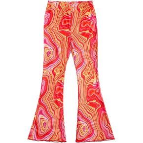 WDIRARA Girl's Marble Print Flare Leg Elastic High Waisted Casual Bootcut Yoga Pants