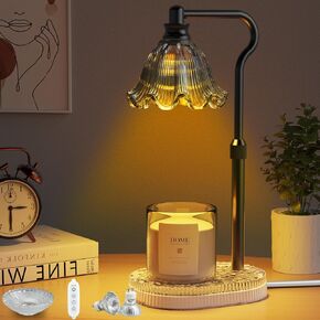 Candle Warmer Lamp,2H/4H/8H with Timer, Height Adjustable Dimmable Candle Heater Melt Warmer with 2 Bulbs for Scented Wax Home Decor Gift for her for Mom…