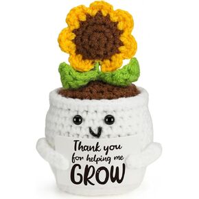 MBL Sunflower Teacher Appreciation Gifts - Thank You for Helping Me Grow, Handmade Crochet Knitting Sunflower Pot for Christmas Teachers Day End of Year Teacher Gifts, Last Day of School Teacher Gift