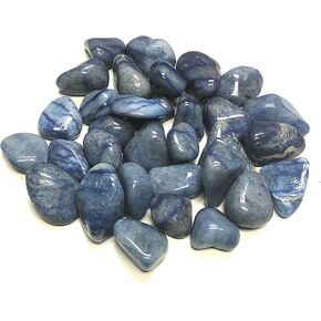 Crystal Collection Tumbled Blue Quartz Stones - Large 1" Pieces in Velvet Bag (1/2 Pound)
