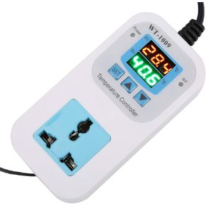 POCREATION WT-1009 Digital Temperature Controller, 2-Stage Outlet Thermostat Heating and Cooling Mode, Carboy Homebrew Fermenter, Greenhouse, Terrarium, 110V-220V, 1500W