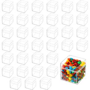 36 Pack Acrylic Box, Small Clear Plastic Square Cube Box with Lids, Candy Storage Container, for Candy Pill, Tiny Jewelry, Cosmetics, Jewelry, Party Favor