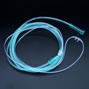 Soft Nasal Oxygen Cannula, 8.2 Feet Green Crush Resistant Tubing, Standard Connection (Pack of 12) (Child)