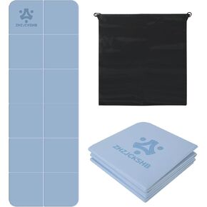 Foldable Yoga Mat for Travel -72''x24'' Portable 6mm/8mm Thick Fitness&Exercise Mat with Storage Bag, Non-Slip TPE Folding Workout Mat for Yoga, Pilates, Stretching, Home Fitness