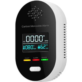 1 Pack Carbon Monoxide Detectors 3-in-1, Plug in CO Detector with Temperature & Humidity Display, CO Monitor Alarm with Clear LCD Display & Sound Warning for Home, Hotel, Car and Living Area