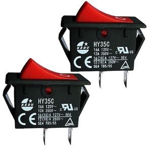 2Pcs HY35C ON Off Rocker Switch 2Pins Push Button Switch AC 125/250V