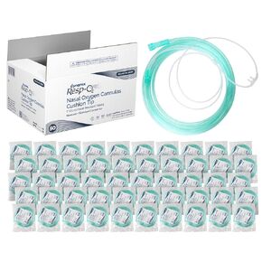 Dynarex 33120 Nasal Cannula for Oxygen Therapy, 7', Crush Resistant, Soft Cushion Tip, Standard Connector, Pack of 50