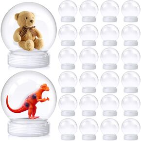 3.9 Inch DIY Snow Globe Bulk Clear Water Globe with Screw Off Cap Plastic Empty Snow Globe for Home DIY Craft Wedding Decoration (24 Pcs)