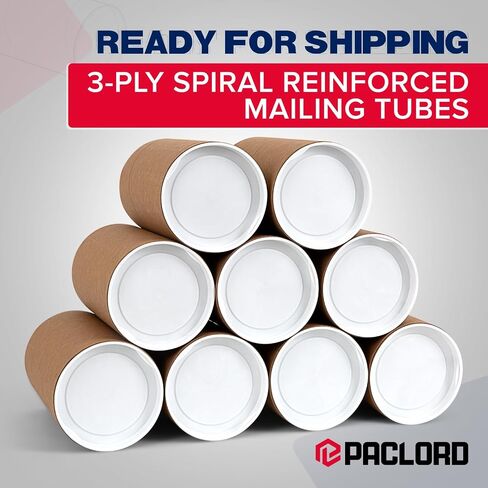 4" x 24" Reinforced Kraft Paper Mailing Tube (Case of 25) with 2 Caps for Each Tube – USPS Approved Poster Tube – Cardboard Tube for Shipping and Storing Posters, Prints, Artwork, Documents in Saudi Arabia
