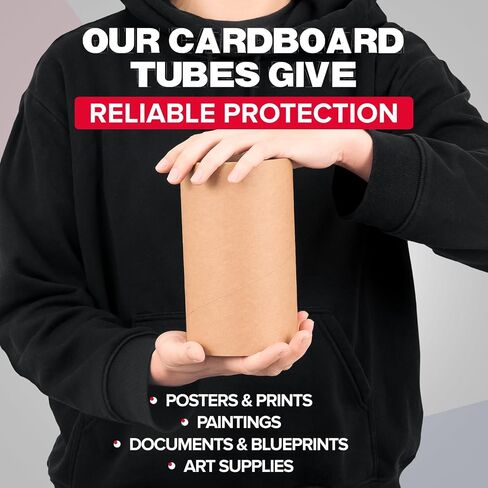 4" x 24" Reinforced Kraft Paper Mailing Tube (Case of 25) with 2 Caps for Each Tube – USPS Approved Poster Tube – Cardboard Tube for Shipping and Storing Posters, Prints, Artwork, Documents in Saudi Arabia