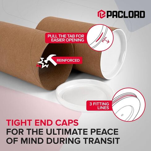 4" x 24" Reinforced Kraft Paper Mailing Tube (Case of 25) with 2 Caps for Each Tube – USPS Approved Poster Tube – Cardboard Tube for Shipping and Storing Posters, Prints, Artwork, Documents in Saudi Arabia