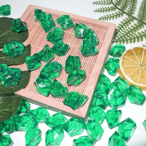 Green Fake Ice Rock for Vase Fillers,160 Pcs Crystal Acrylic Gems Crushed Glass for Craft and Table Centerpieces Decoration in Saudi Arabia