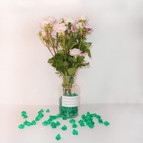 Green Fake Ice Rock for Vase Fillers,160 Pcs Crystal Acrylic Gems Crushed Glass for Craft and Table Centerpieces Decoration in Saudi Arabia