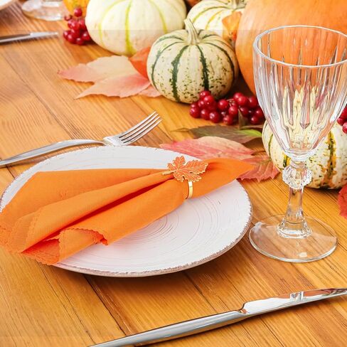 16 Pcs Autumn Maple Leaves Napkin Rings Set Include 8 Pcs Maple Shape Napkin Rings Holder and 8 Pcs Autumn Colored Collection Tabletop for Autumn Thanksgiving Dinner Party Table Decoration in Saudi Arabia
