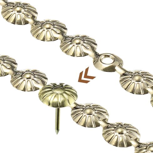 uxcell 2Pcs Upholstery Tacks Strips, 1Meter Flower Decorative Nail Trims for Sofa Headboard Chair Furniture with Upholstery Nails (11mm Bronze) in Saudi Arabia