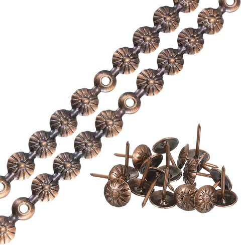 uxcell 2Pcs Upholstery Tacks Strips, 1Meter Flower Decorative Nail Trims for Sofa Headboard Chair Furniture with Upholstery Nails (11mm Bronze) in Saudi Arabia