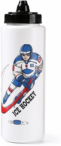 Hockey Water Bottle 32oz Leakproof Squeeze Water Bottle for Boys | Water Bottle with Straw Squirt Bottle Bottle for Football Hockey Lacrosse Kettle Bike Water Bottle | Easy Squeeze Bottles Black Straw in Saudi Arabia