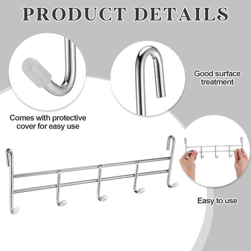 2 Pcs 5 Hook Attachment for Wire Shelving 1.5 x 12 x 4 Inch Hanging Hooks Rack Wire Chrome Plated Steel Shelf Accessories Metal Hook Bars for Storage Display Organizer(Silver) in Saudi Arabia