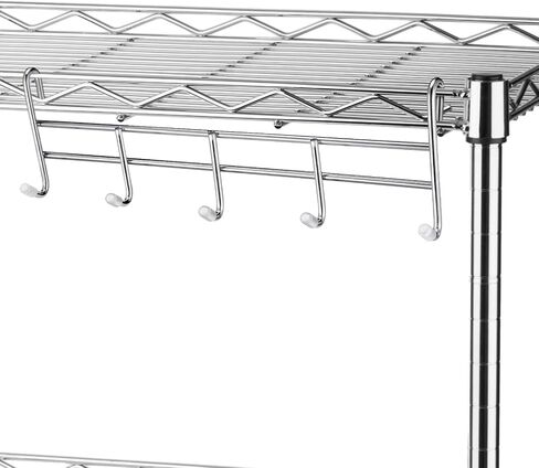2 Pcs 5 Hook Attachment for Wire Shelving 1.5 x 12 x 4 Inch Hanging Hooks Rack Wire Chrome Plated Steel Shelf Accessories Metal Hook Bars for Storage Display Organizer(Silver) in Saudi Arabia