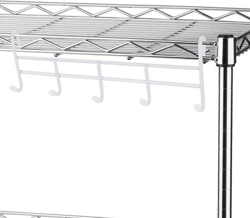 2 Pcs 5 Hook Attachment for Wire Shelving 1.5 x 12 x 4 Inch Hanging Hooks Rack Wire Chrome Plated Steel Shelf Accessories Metal Hook Bars for Storage Display Organizer(Silver) in Saudi Arabia