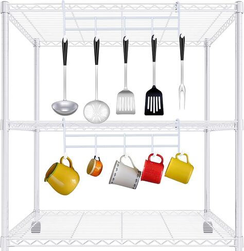 2 Pcs 5 Hook Attachment for Wire Shelving 1.5 x 12 x 4 Inch Hanging Hooks Rack Wire Chrome Plated Steel Shelf Accessories Metal Hook Bars for Storage Display Organizer(Silver) in Saudi Arabia