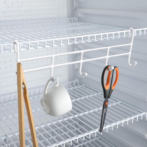 2 Pcs 5 Hook Attachment for Wire Shelving 1.5 x 12 x 4 Inch Hanging Hooks Rack Wire Chrome Plated Steel Shelf Accessories Metal Hook Bars for Storage Display Organizer(Silver) in Saudi Arabia