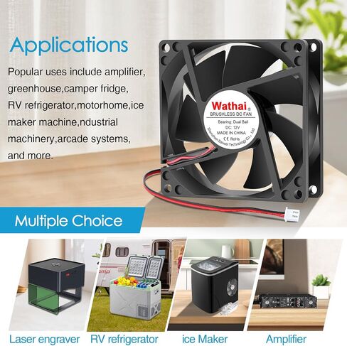 Wathai 80mm x 20mm 8020 12V DC Cooling Fan 2Pin High Preformance Brushless Fan 12 Volt in Saudi Arabia