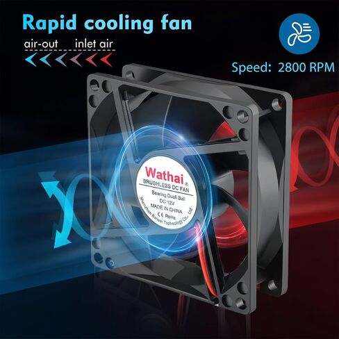Wathai 80mm x 20mm 8020 12V DC Cooling Fan 2Pin High Preformance Brushless Fan 12 Volt in Saudi Arabia