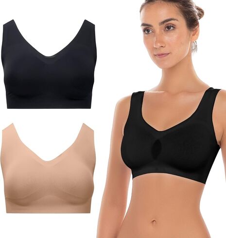 2 Pack - Wirefree Seamless Comfort Bra with Removable Pads - Sophie b in Saudi Arabia