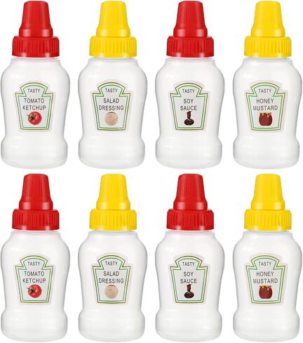 8 PCS Mini Ketchup Bottles, 25ml Portable Dressing Squeeze Containers with Sturdy Screw Cap, Mini Sauce Bottle for Bento Box Accessories, Small Condiment Bottles for Bento Box, Office, Picnic in Saudi Arabia