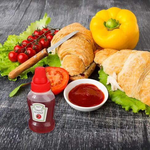 8 PCS Mini Ketchup Bottles, 25ml Portable Dressing Squeeze Containers with Sturdy Screw Cap, Mini Sauce Bottle for Bento Box Accessories, Small Condiment Bottles for Bento Box, Office, Picnic in Saudi Arabia