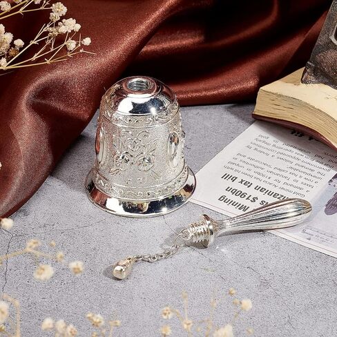 gorgecraft 4.4 "أجراس اليد العتيقة المنحوتة حساسة العتيقة الزفاف الدعوة أجراس المدرسة عشاء جرس معبد أجراس أجراس خدمة كبيرة لقضاء عطلة حفل زفاف كنيسة هدايا هووسورمينغ (الفضة) in Saudi Arabia