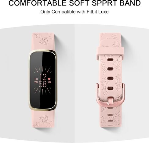 Meliya Floral Engraved Bands for Fitbit Luxe Bands Women Men, 3 Pack Soft Silicone Straps Replacement Wristband for Fitbit Luxe Fitness Tracker in Saudi Arabia