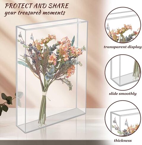 قطعتان من صندوق الظل الأكريليك، إطار صندوق الظل، علبة عرض شفافة، صندوق ظلال الزهور المجففة، صندوق ذاكرة الزفاف، صندوق عرض إطار الصورة، مقاس 8.26 × 6.3 × 1.53 بوصة لحفل زفاف عيد الحب in Kuwait