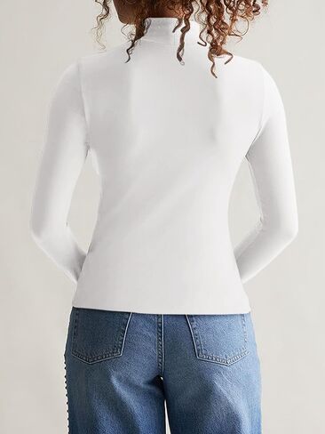 REORIA Women's Long Sleeve Mock Turtle Neck Tops Fall Winter Basic Double Lined Layering Lightweight Slim Fitted Shirts in Saudi Arabia