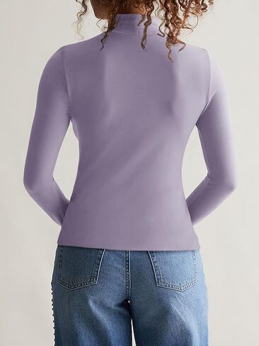 REORIA Women's Long Sleeve Mock Turtle Neck Tops Fall Winter Basic Double Lined Layering Lightweight Slim Fitted Shirts in Saudi Arabia