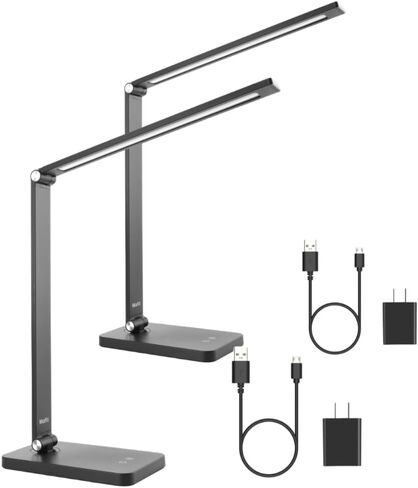 mafiti LED Desk Lamp for Home Office,Touch Desk Light 5 Light Modes 3 Brightness,Foldable Table Lamp with Adjustable Arm,Eye-Caring Lamp with USB Port, Bedside Lamp for Working Reading Study,Black in Saudi Arabia
