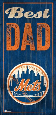 لافتة Best Dad من Fan Creations MLB New York Mets للجنسين New York Mets Best Dad، لون الفريق، 6 × 12 in Saudi Arabia