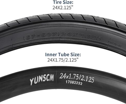 YUNSCM 2-PCS 24" إطارات الدراجة 24 x 2.125/57-507 و24" أنابيب الدراجة صمام شريدر متوافق مع 24x1.95 24x2.0 24x2.10 24x2.125 24x2.15 إطارات وأنابيب الدراجة (P-1077) in Saudi Arabia