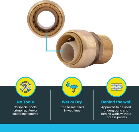 SharkBite 3/4 x 1 Inch MNPT Adapter, Push to Connect Brass Plumbing Fitting, PEX Pipe, Copper, CPVC, PE-RT, HDPE, U139LFA in Saudi Arabia