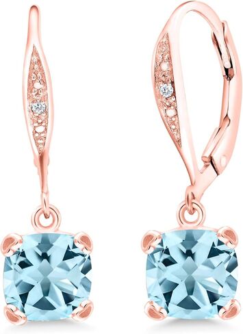 Gem Stone King 925 Sterling Silver Green Peridot and White Diamond Earrings For Women (3.41 Cttw, Gemstone August Birthstone, Cushion 7MM) in Saudi Arabia