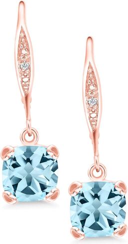 Gem Stone King 925 Sterling Silver Green Peridot and White Diamond Earrings For Women (3.41 Cttw, Gemstone August Birthstone, Cushion 7MM) in Saudi Arabia