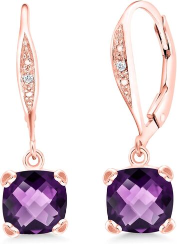 Gem Stone King 925 Sterling Silver Green Peridot and White Diamond Earrings For Women (3.41 Cttw, Gemstone August Birthstone, Cushion 7MM) in Saudi Arabia