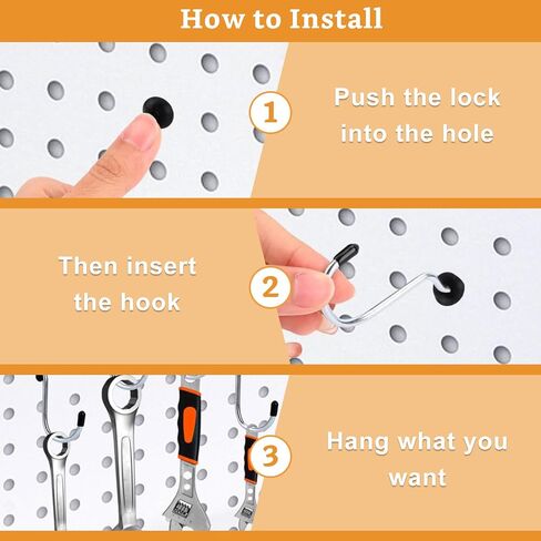 200 Pcs Pegboard Hook Locks Fit for 1/8"-5/32" Dia Hook, Peg Hook Stoppers for Stopping Pegboard Hooks from Falling Off in Saudi Arabia